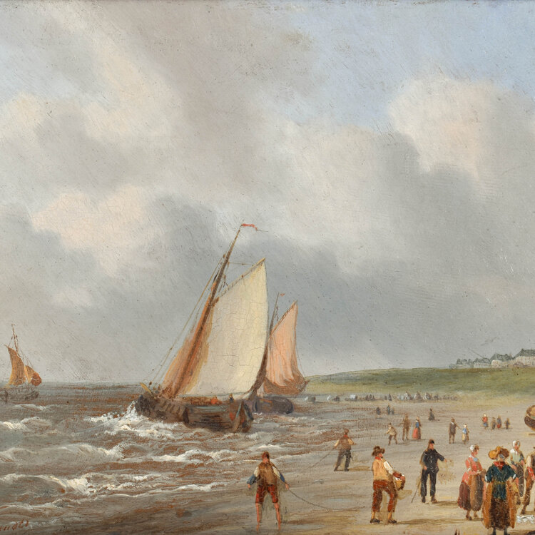 Ahrendts. Carl Eduard (1822 - 1898) Strand bij Scheveningen