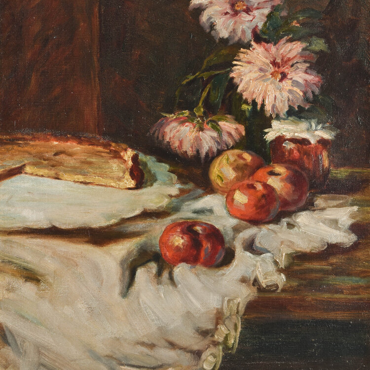 Bauer-Stumpff. Jo (1873-1964) Bauer-Stumpff. Jo (1873-1964) - Still Life With Flowers And Apples On A Draped Table