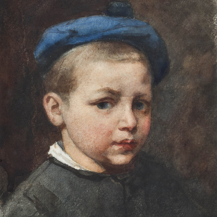 Gerard Overman (1855-1906) Gerard Overman (1855-1906) - Portret van een kind - aquarel