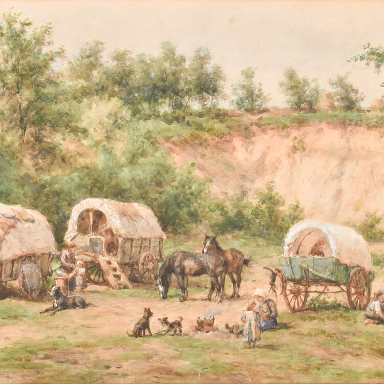Willem Carel Nakken (1835-1926) Willem Carel Nakken (1835-1926) - Travelers resting in a camp