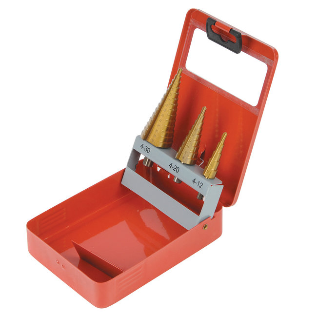 Silverline Trappenboor set - HSS met titanium coating - 3 delig