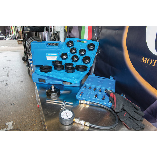 Silverline Oliefiltersleutelset - 65 t/m 93 mm - 15 delig