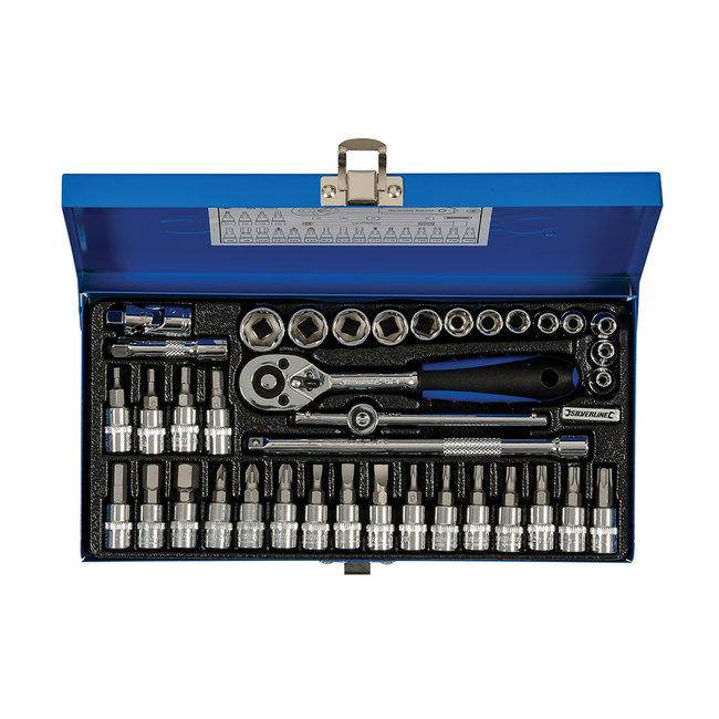 Silverline Dopsleutel set - metrisch - 1/4" - 38 delig