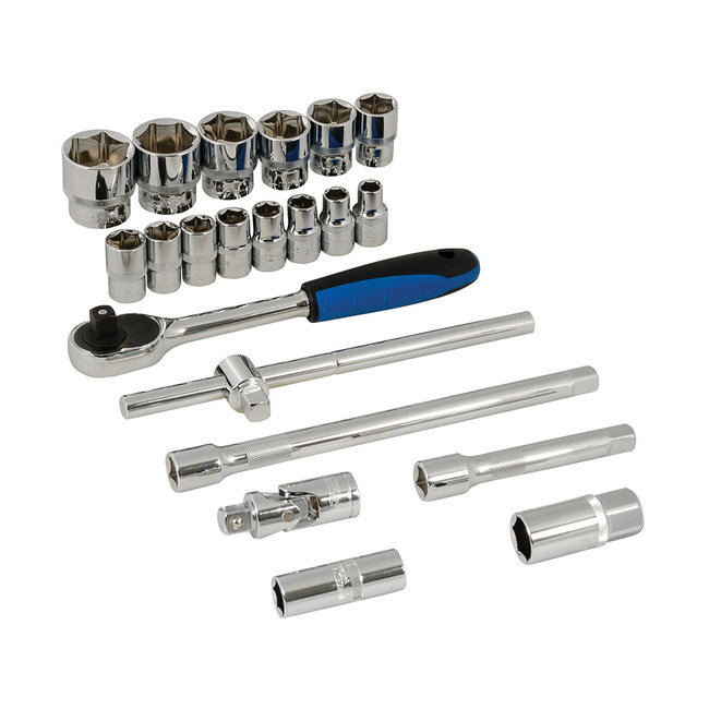 Silverline Dopsleutel set - metrisch - 1/2" - 21 delig