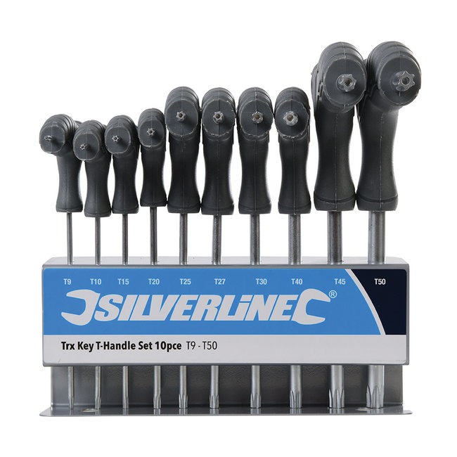 Silverline Torx sleutel set met T-handvat - T9 t/m T50 - 10 delig