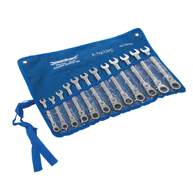 Silverline Steekringratelsleutel set flexibel - 8 t/m 19 mm - 12 delig