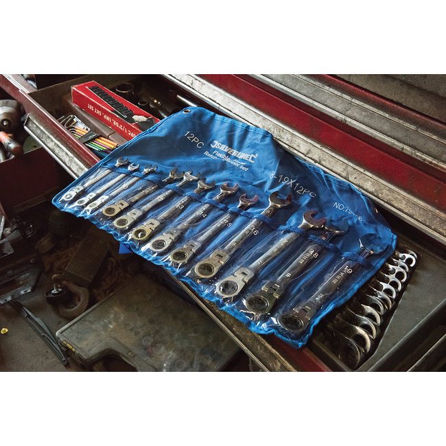 Silverline Steekringratelsleutel set flexibel - 8 t/m 19 mm - 12 delig