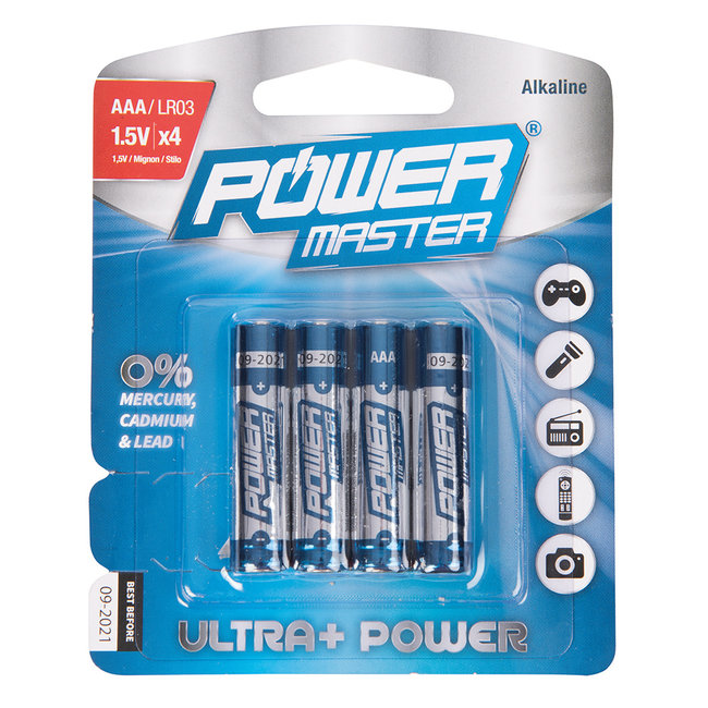 Powermaster AAA super alkaline batterij - LR03 - 4 stuks