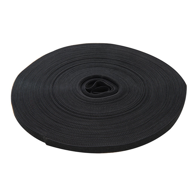Fixman Zwarte klittenband - dubbelzijdig - 10 mm x 25 meter