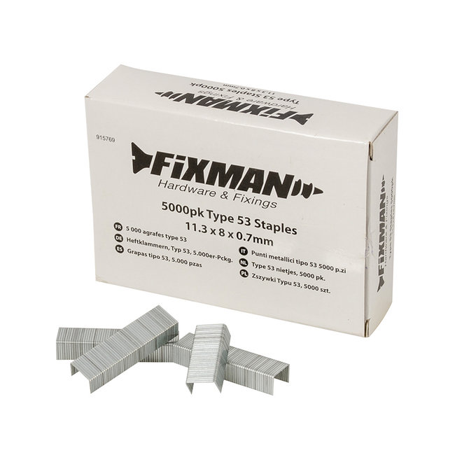 Fixman Type 53 nietjes, 5000 pak 11,25 x 8 x 0,75 mm