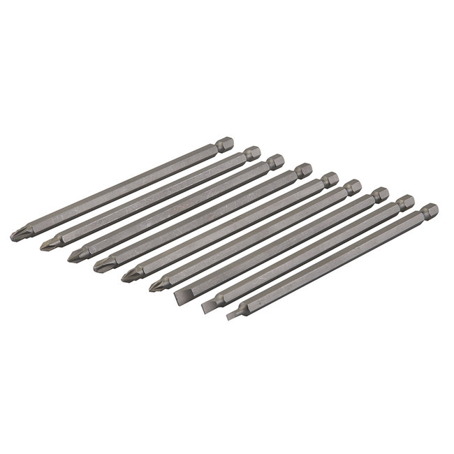 Silverline 9 delige extra lange schroevendraaier bit set 150 mm