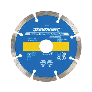 Silverline Diamant beton en steen snijschijf 115 x 22,23 mm, gesegmenteerde velg