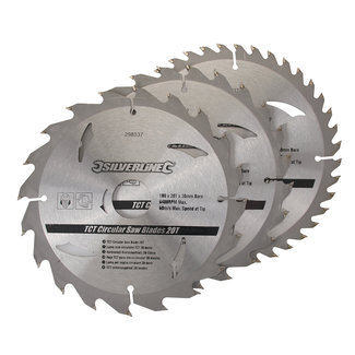 Silverline Hout cirkelzaagbladen 180 mm - 20, 24, 40 tanden - TCT - 3 stuks