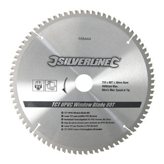Silverline UPVC frame cirkelzaagblad 250 mm - 80 tanden - TCT