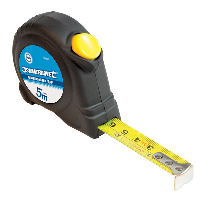 Silverline Zelf vergrendelende rolmaat 5 m x 19 mm