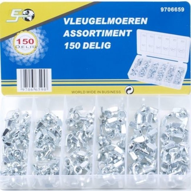 Vleugelmoeren assortiment 150 delig