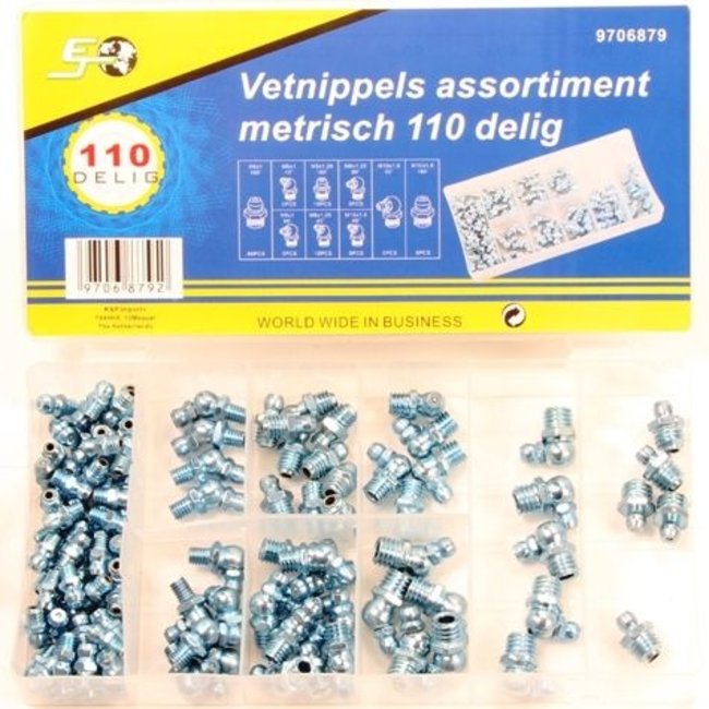 Vetnippels assortiment metrisch 110 delig