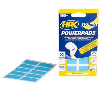 HPX PowerPads dubbelzijdige bevestigingspads 20mm x 40mm, 10 stuks