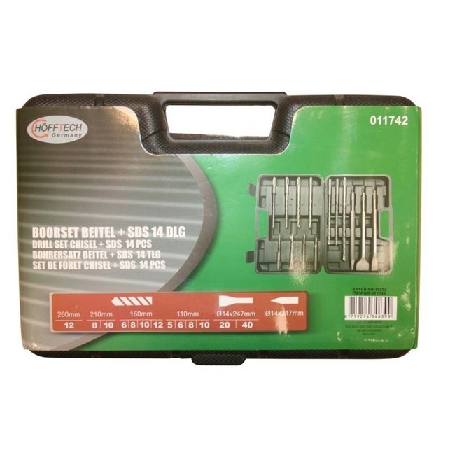 Hofftech Boren en beitels SDS+ set 14 delig