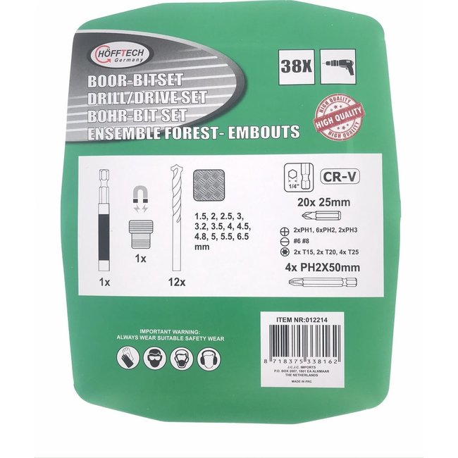 Hofftech 38 Delige Magnetische Boor-Bitset