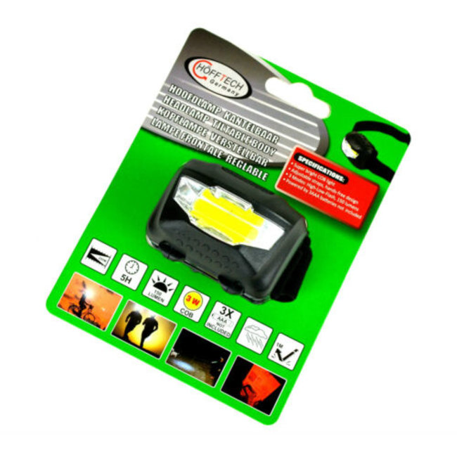 Hofftech Hoofdlamp Kantelbaar Ultra COB 3 Watt. LED