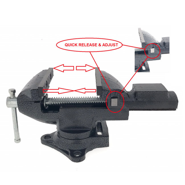 Hofftech Bankschroef Quick Release 80 mm – Met 360° Draaivoet en Aambeeld