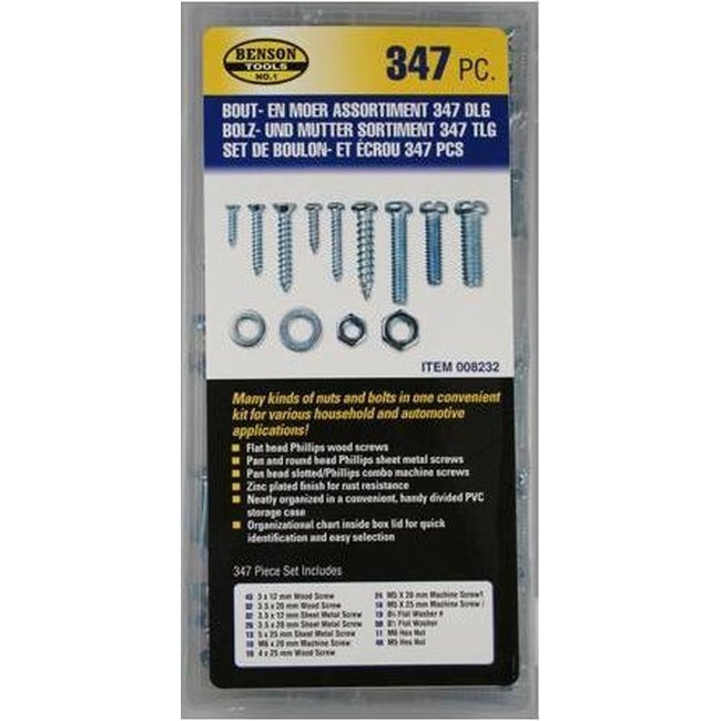 Benson Bout, schroef en moer assortiment 347 delig