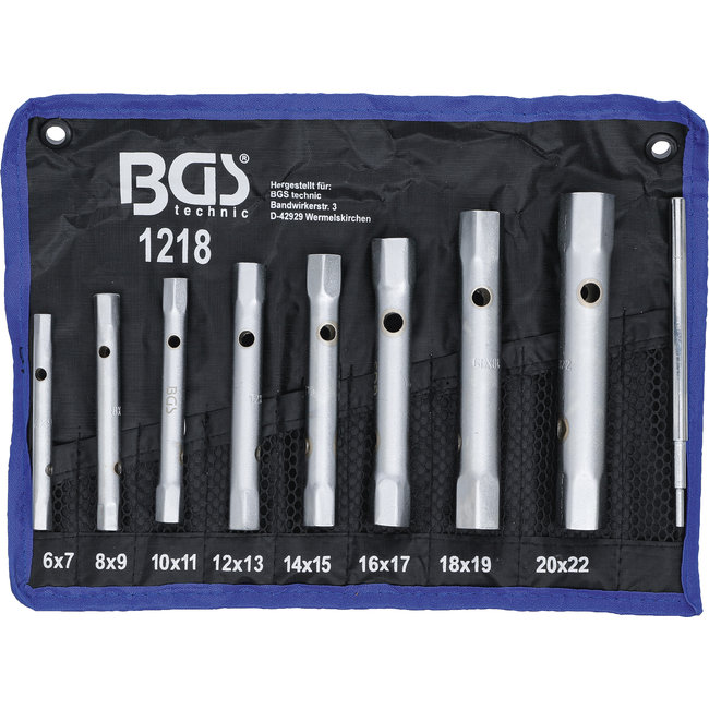 BGS Pijpsleutelset - 6 x 7 t/m 20 x 22 mm - 9 delig