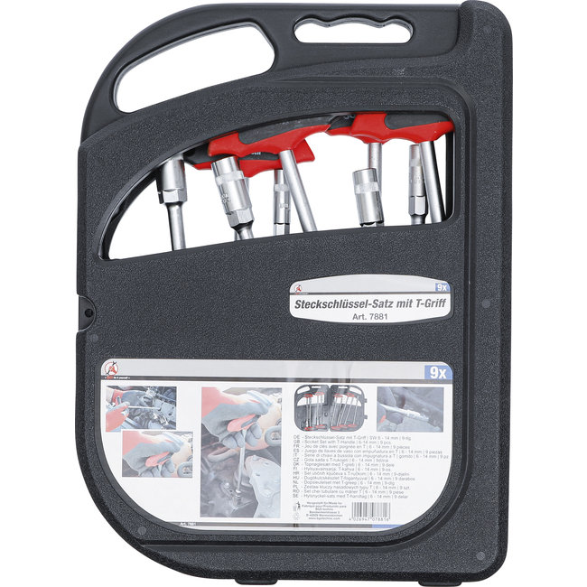 BGS Dopsleutelset met T-greep - 6 t/m 14 mm - 9 delig