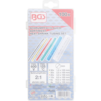 BGS technic Assortiment krimpkous gekleurd, 100 delig