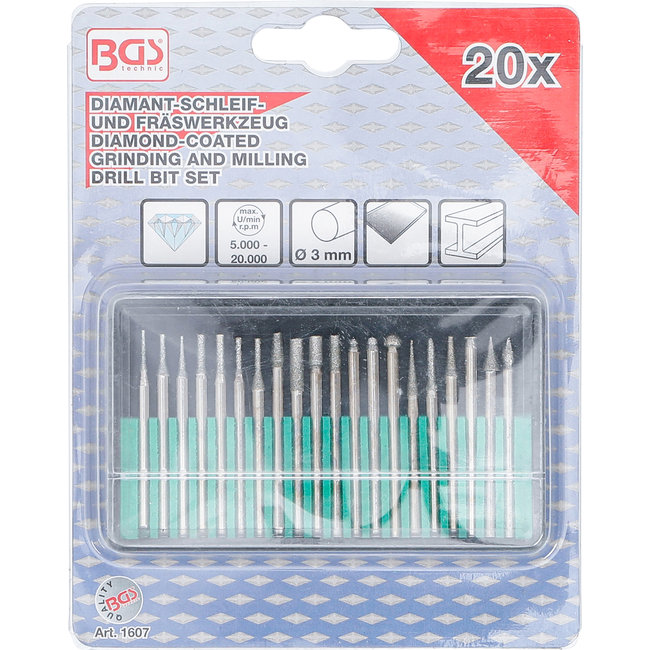 BGS Diamant slijp- en freesgereedschap 20 delig