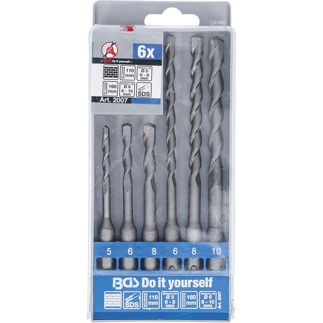 BGS Hamer-boor-set SDS, hardmetalen punt, 5 - 10 mm, 6 delig