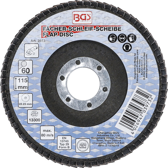 BGS Lamellenslijpschijf 115 mm, korrel 60