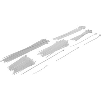 BGS Do it yourself Kabelbinder assortiment - wit - 100 t/m 300 mm - 250 delig