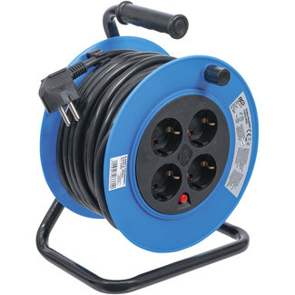 BGS technic Kabelhaspel 15 meter,  3x1,5 mm², 4 stopcontacten, IP 20
