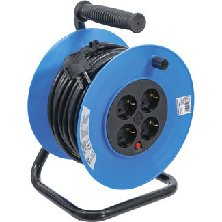 BGS technic Kabelhaspel 25 meter, 3x1,5 mm², 4 stopcontacten, IP 20