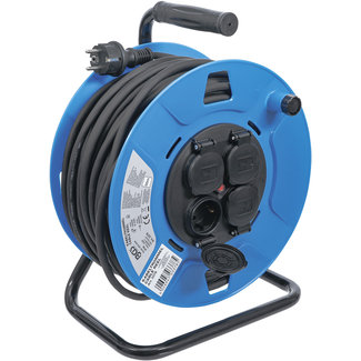 BGS technic Kabelhaspel 50 meter, 4 stopcontacten met afsluitkap