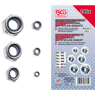 BGS technic Assortiment zeskantmoeren zelfborgend 146 delig