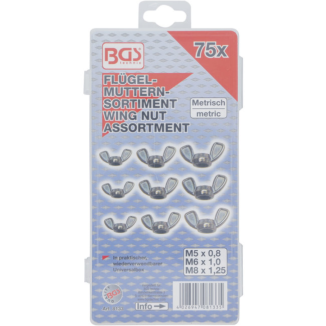 BGS Assortiment vleugelmoeren 75 delig