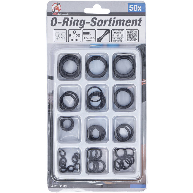 BGS O-ring-assortiment Ø 5 - 20 mm, 50 delig