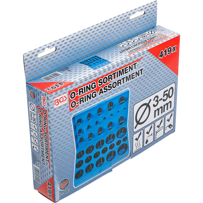 BGS O-ring assortiment 3 - 50 mm, 419 delig