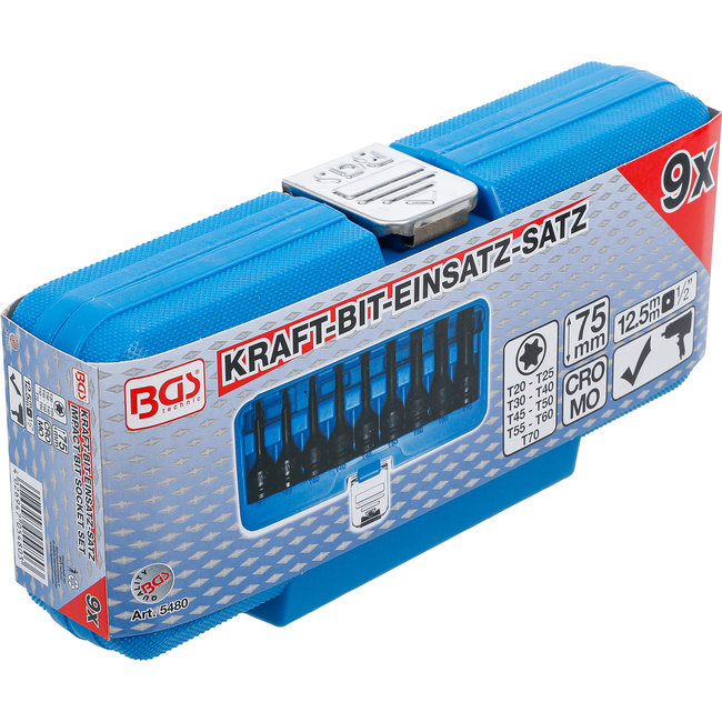 BGS Krachtdoppen set 1/2", Torx T20 - T70, 9 delig