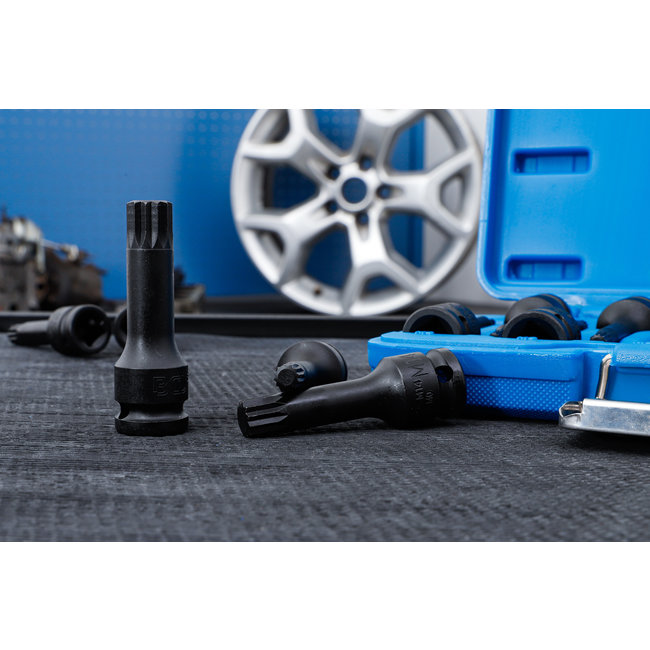 BGS Krachtdoppen set 1/2", veeltand (voor XZN) M4 - M16, 9 delig