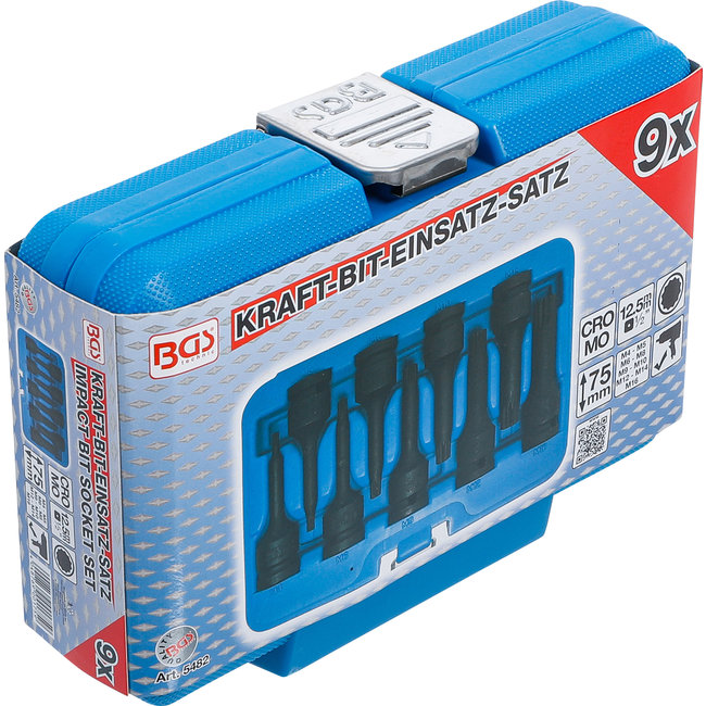 BGS Krachtdoppen set 1/2", veeltand (voor XZN) M4 - M16, 9 delig