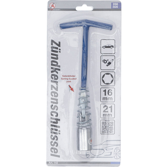 BGS Cardan bougiesleutel met T-greep, cardanveer 16 mm / 21 mm