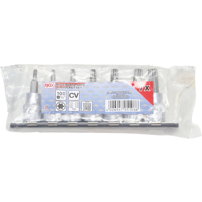BGS Dopsleutelbitset 3/8" Torx T15 - T50, 7 delig