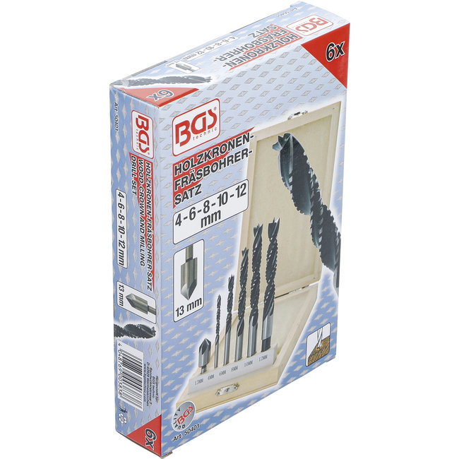 BGS Freesboren hout 4 - 12 mm,  6 delig