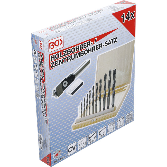 BGS Hout en centreerborenset 14 delig