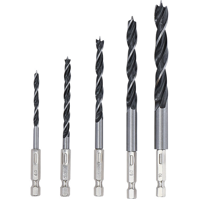 BGS Houtboorset 4 - 10 mm met zeskant aansluiting, 5 delig