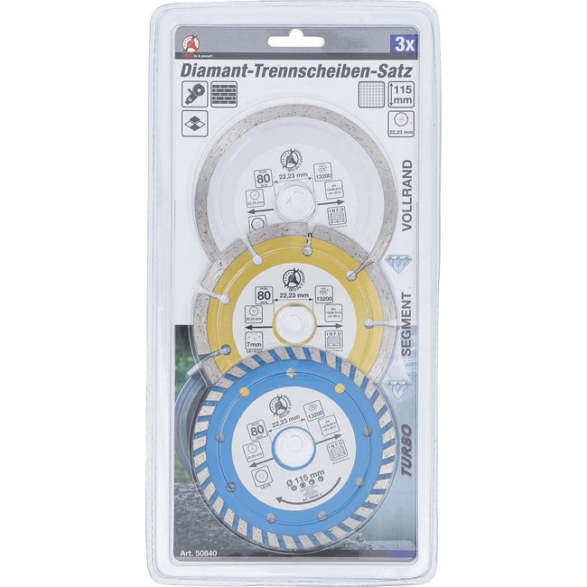 BGS Diamant doorslijpschijvenset 115 mm 3 delig